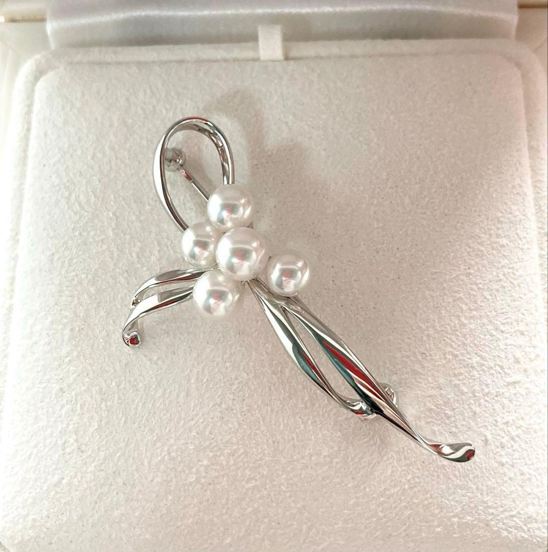 【新品未使用品】ミキモト パール ベビーパール ブローチ フラワー リボン