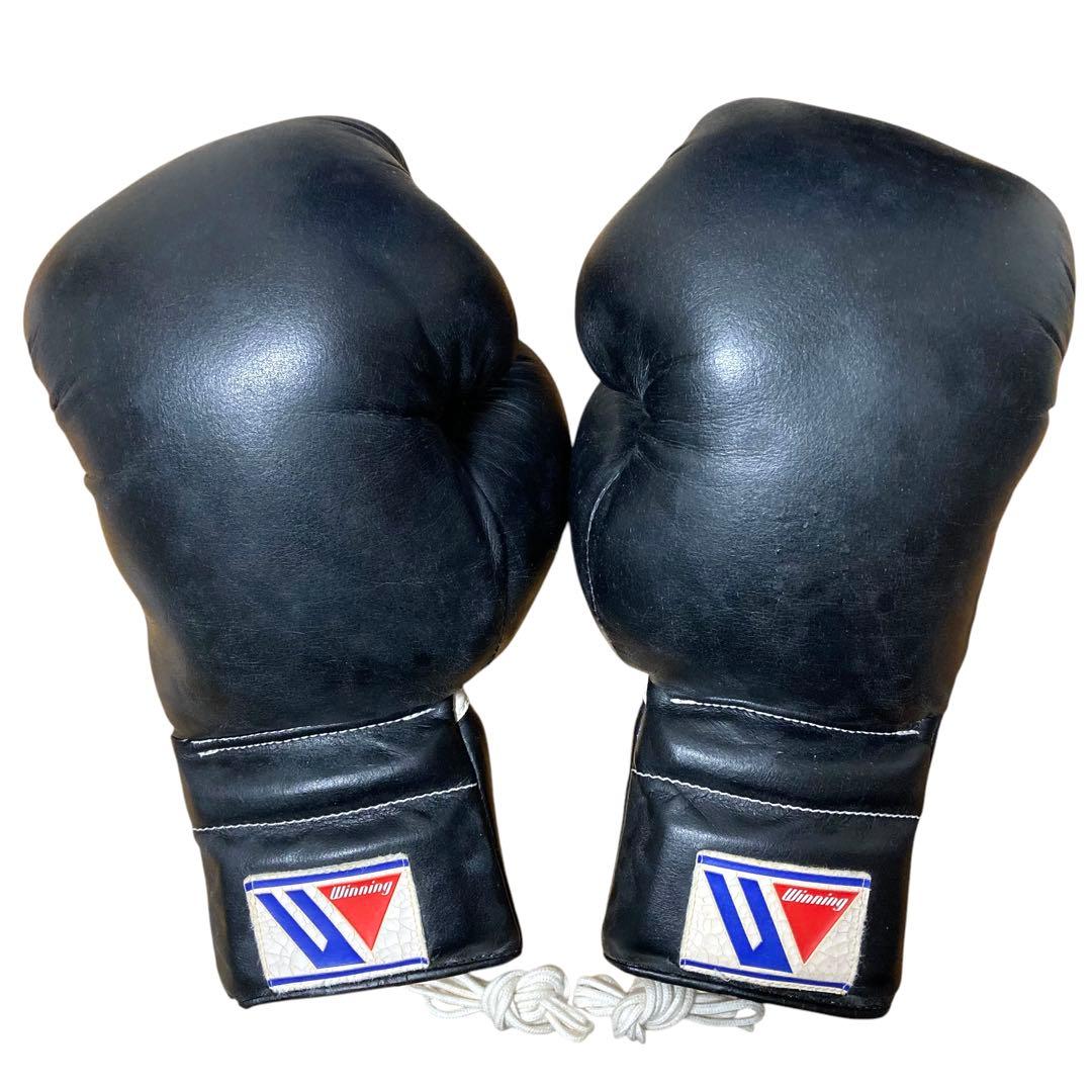 Winning ボクシンググローブ 14オンス 紐 黒