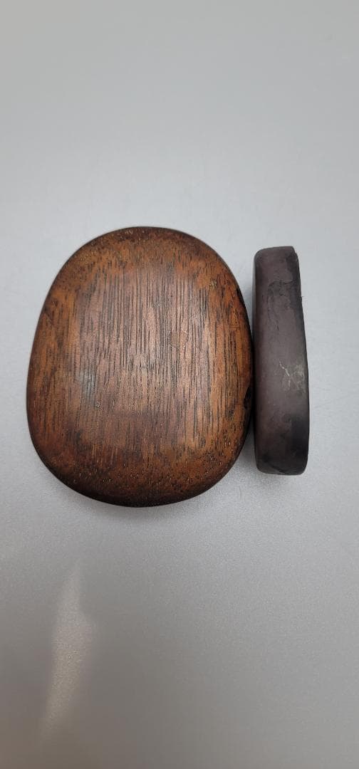 中国 楕円形 小硯 唐木 文房具