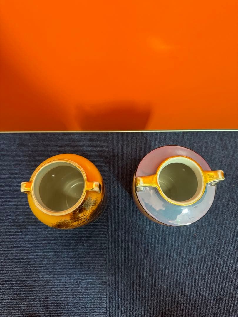 1843  オールドノリタケ　双耳風景図　花瓶   2客　時代物