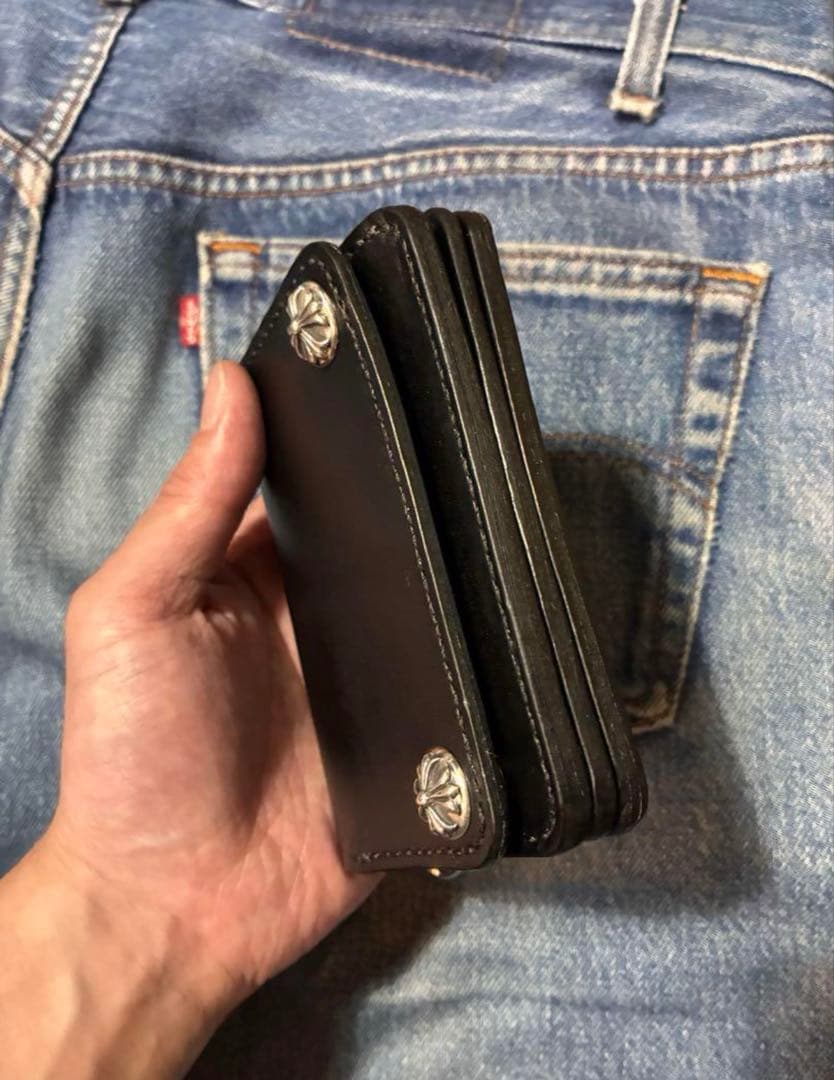 トラッカーウォレットショートサイズ　シルバー925クロスボールコンチョカスタム