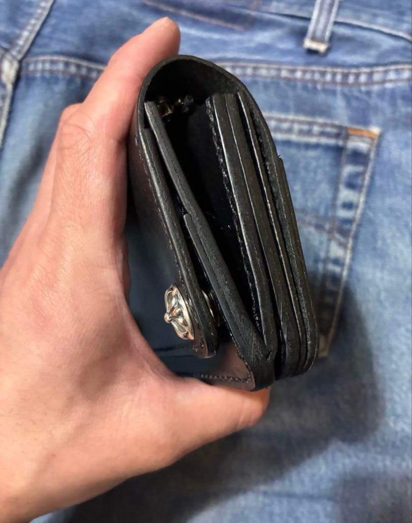 トラッカーウォレットショートサイズ　シルバー925クロスボールコンチョカスタム