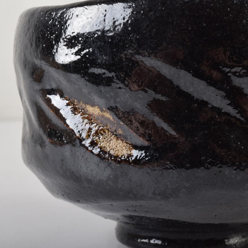 Gojyo　茶道具　楽焼　佐々木松楽作　黒楽茶碗　共布共箱　V　7400