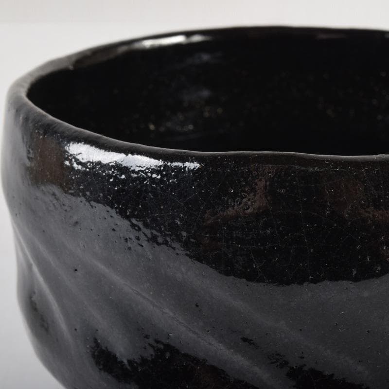 Gojyo　茶道具　楽焼　佐々木松楽作　黒楽茶碗　共布共箱　V　7400