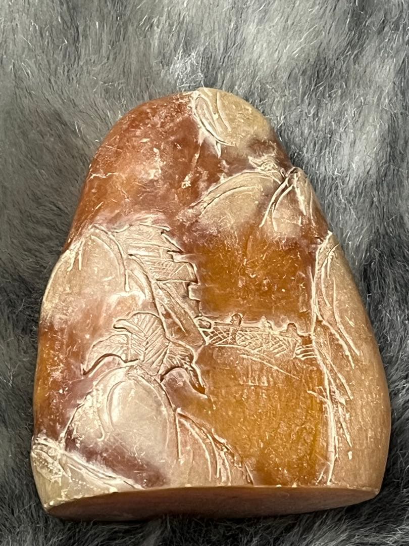 ⓵ 中国古玩 寿山石 寿山連江黄凍石 浮彫印材　中国　石　置物