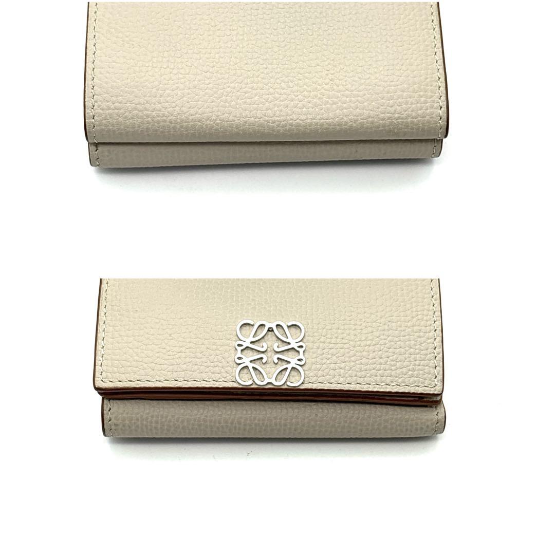 極美品◆LOEWE トライフォールドウォレット 三つ折り財布 グレージュ