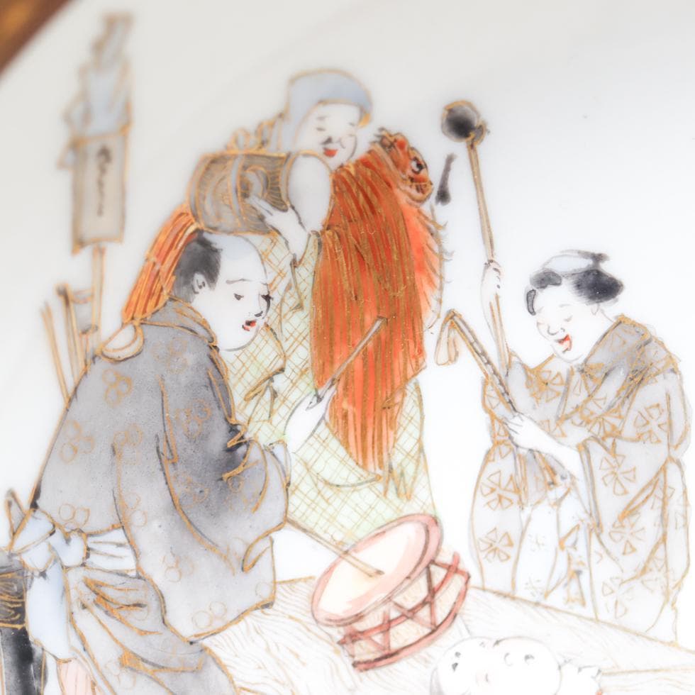 九谷焼 祭り風俗図 鉢 明治-大正