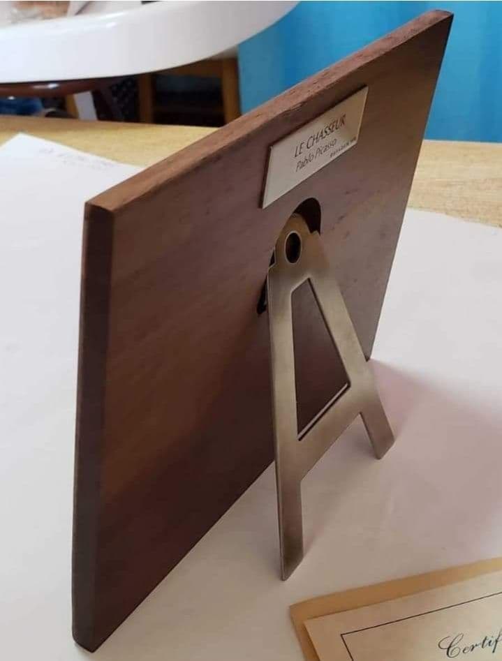 安心の本物保証。PABLOPICASSO作「狩人」ピカソ、純銀製、相続人承諾書、