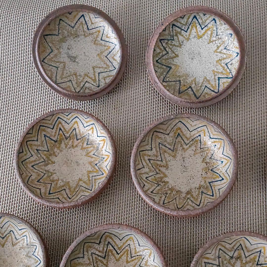 ベン・コーエン 焼締め口取蓋付き器 ６個