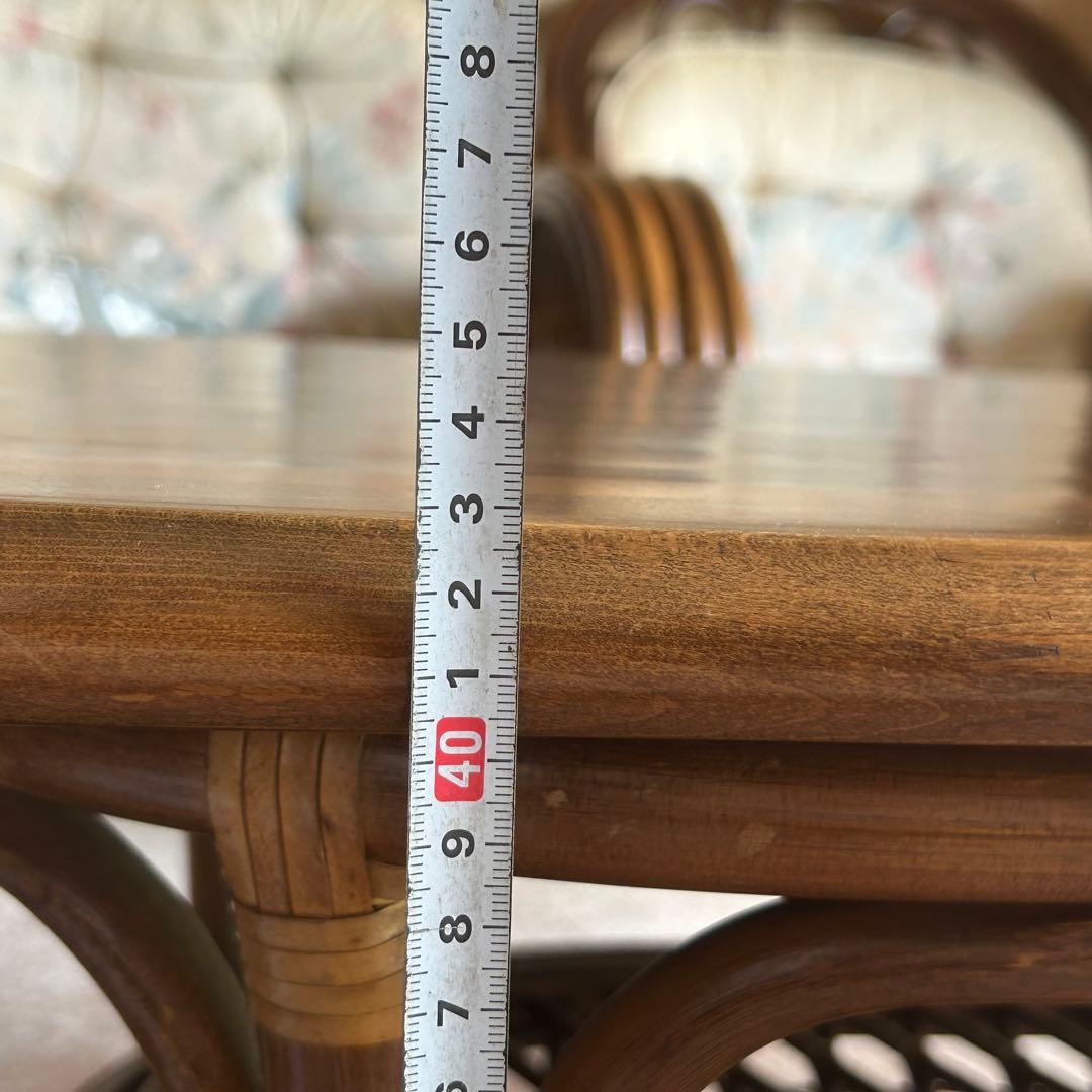 木製楕円形座卓 ラタン 籐 テーブル アンティーク家具