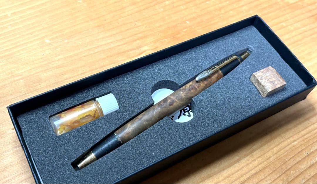 野原工芸　マーブルウッド シャーペン　旧型　ゴールド 固定式口金 付