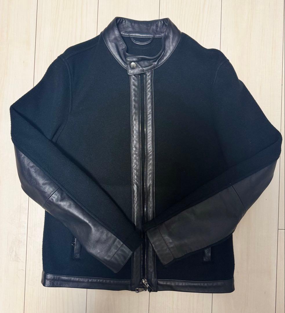 美品 EMMETI JURI X ラムスキン フリース ライダースジャケット