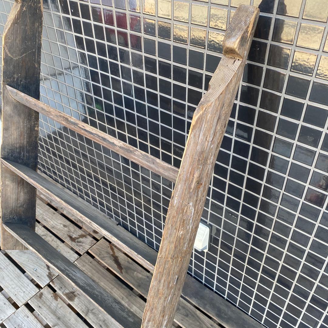 昭和レトロ 時代物 木製梯子 階段 店舗什器 花台 インテリア 古家具 古民家