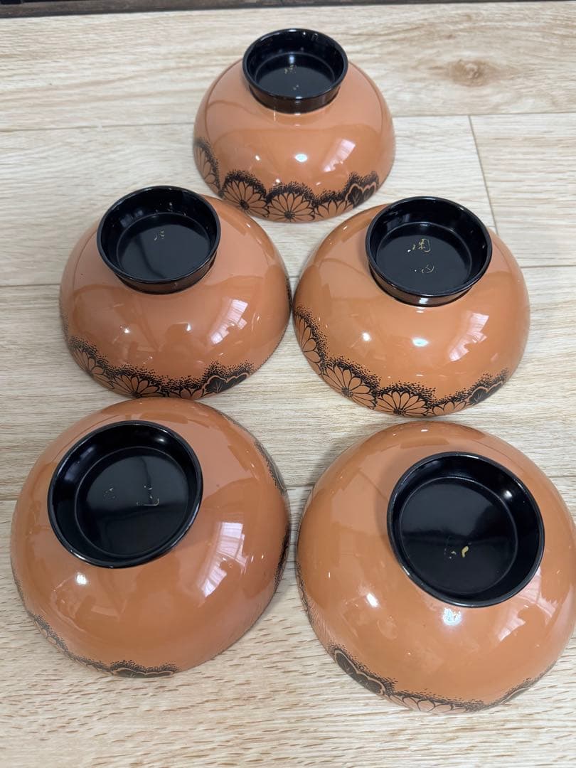 輪島塗吸物椀　5つセット　高級椀　菊