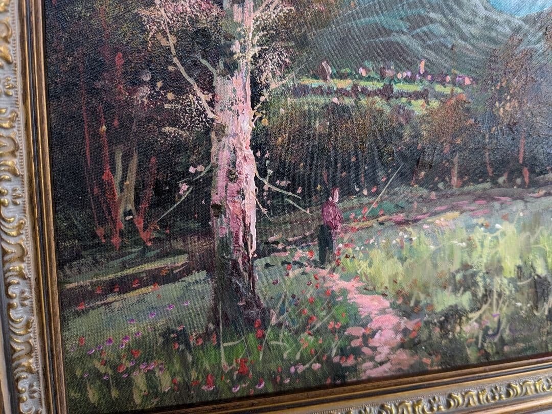 金縁　額縁　油絵　春　桜