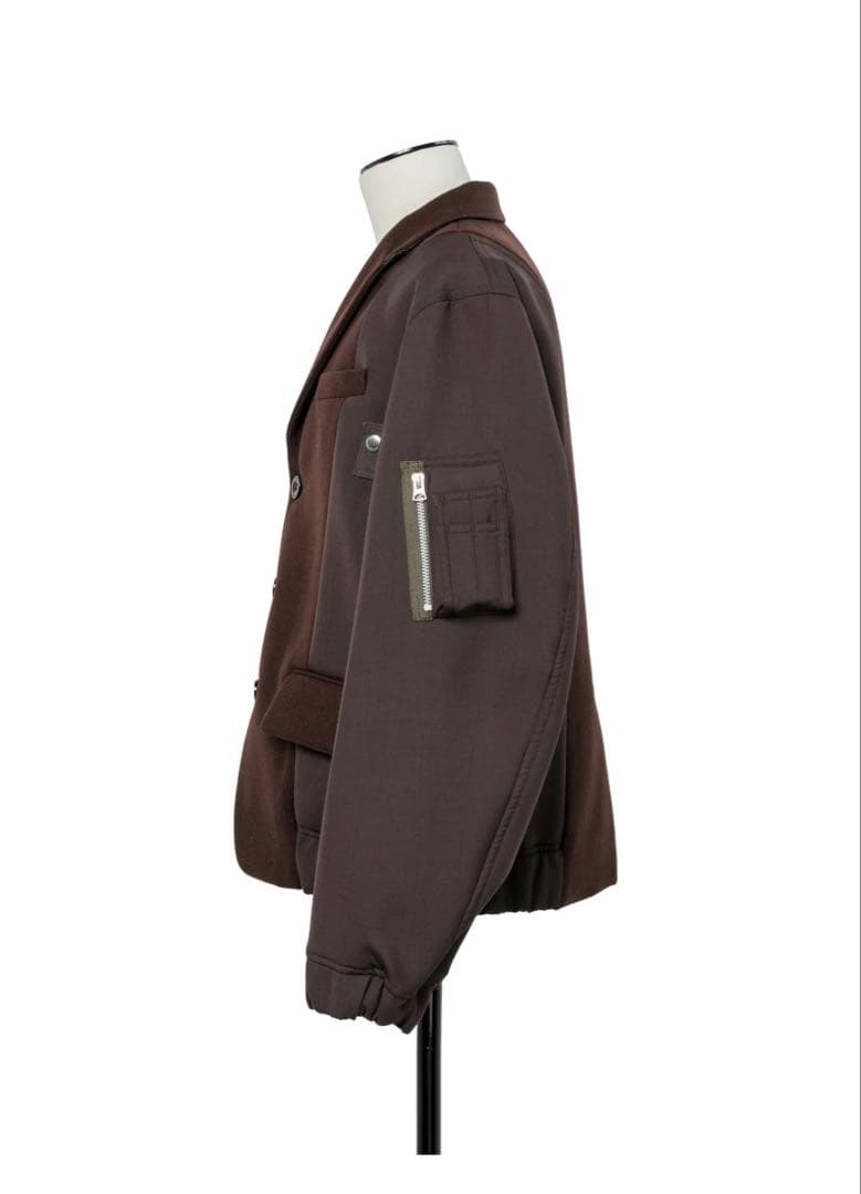 サカイ　ウールメルトンブラウン ジャケット ポケット付きサイズ2（M相当）