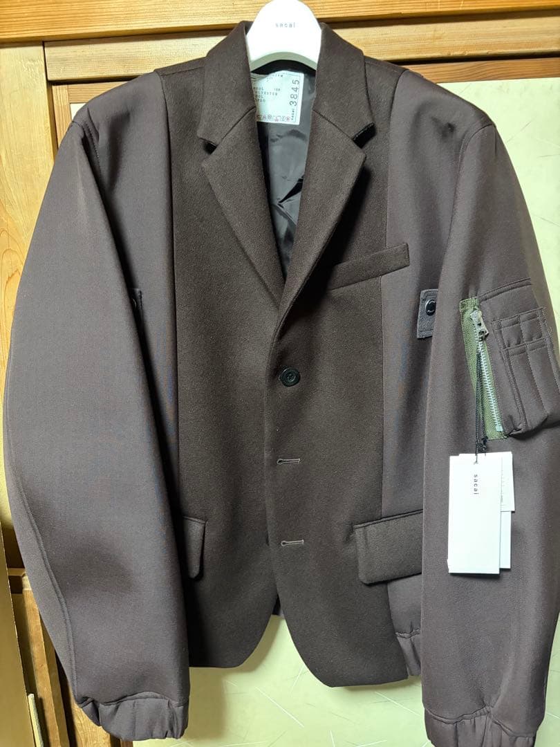 サカイ　ウールメルトンブラウン ジャケット ポケット付きサイズ2（M相当）