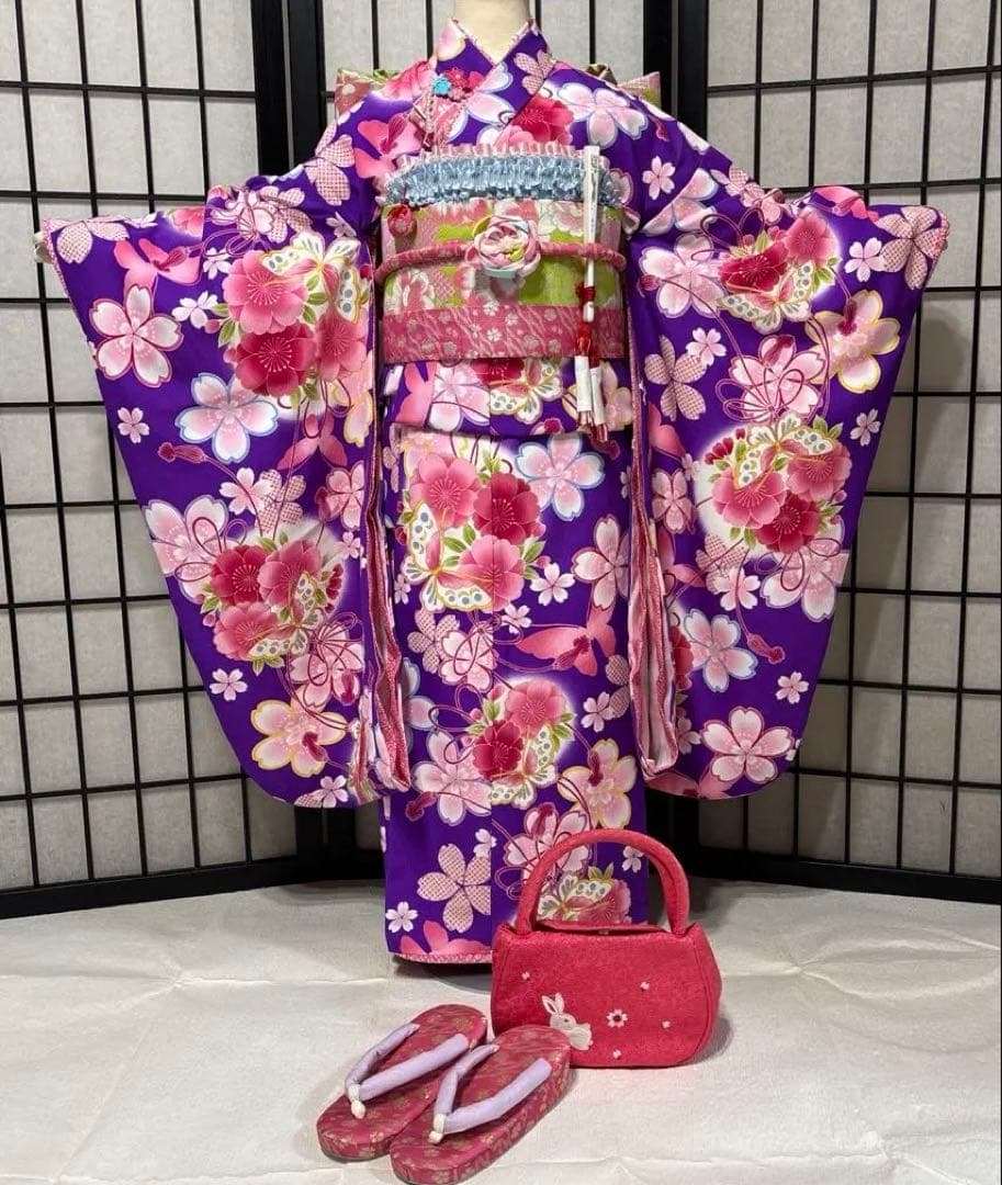 七五三　着物セット　7歳　ブランド乙葉　紫色　美品　フルセット
