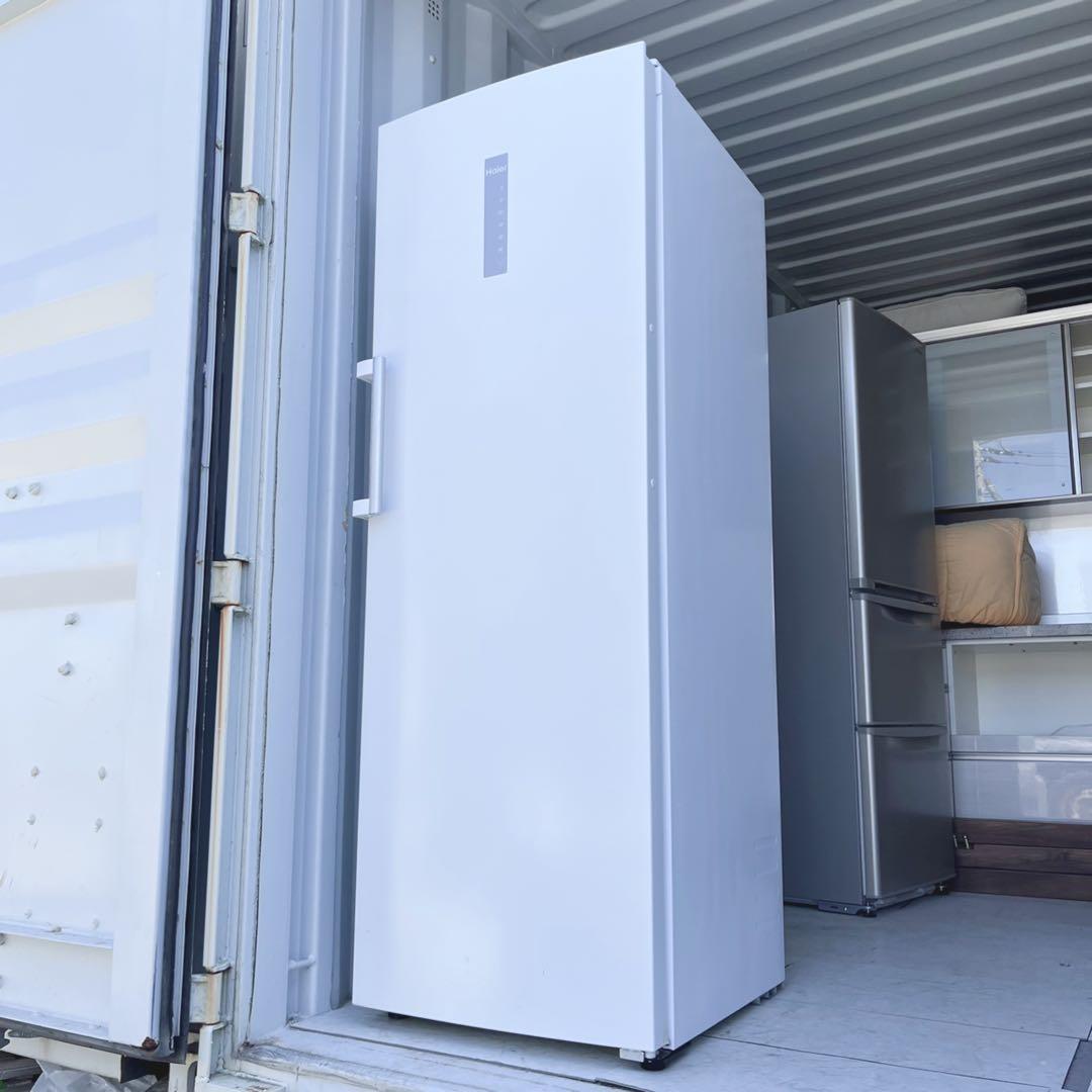 取付無料！タッチパネル搭載クリアホワイト大容量前開きワンドア冷凍庫！洗濯機