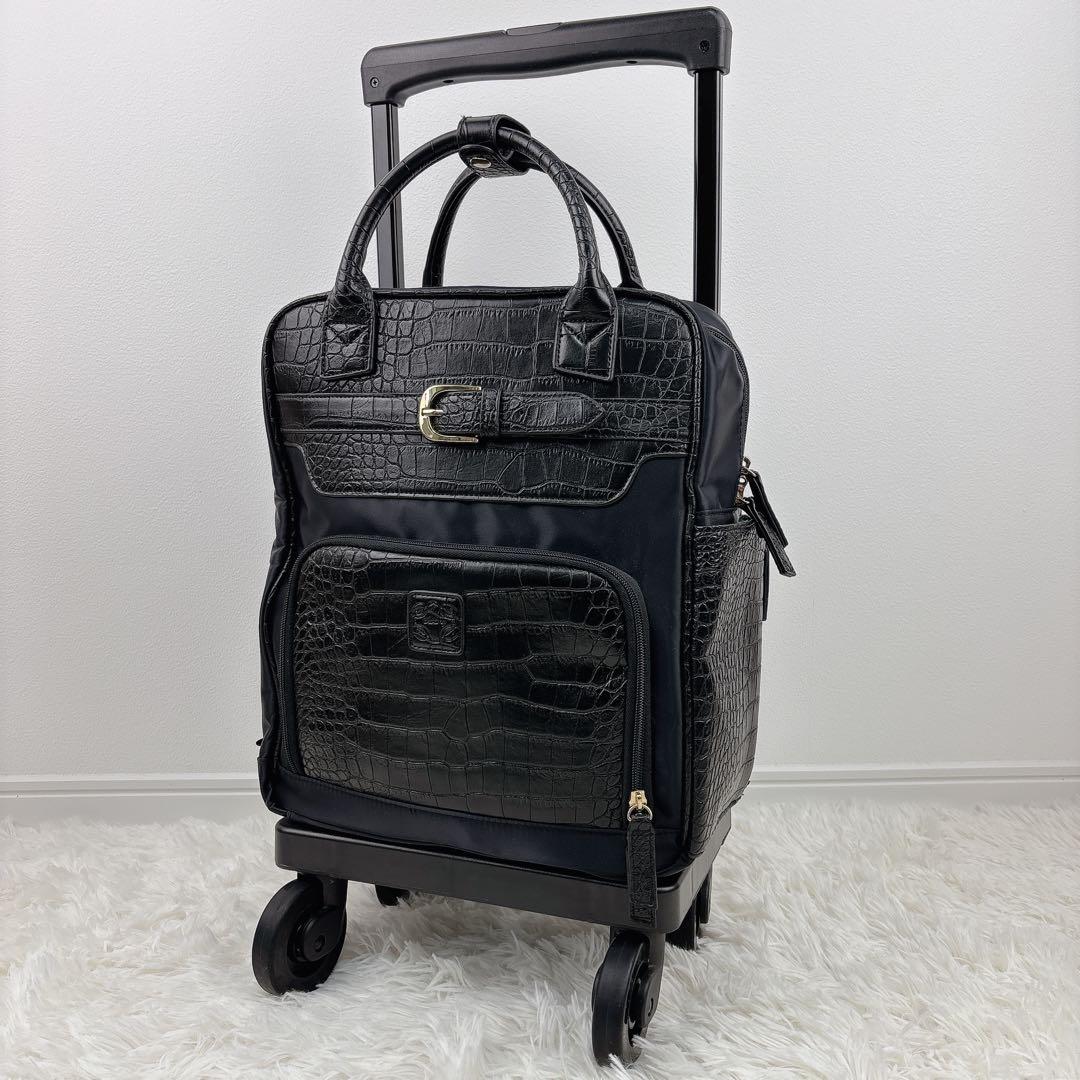 極美品✨ SWANY スワニー キャリーバッグ レザー クロコ型押し 機内持込み