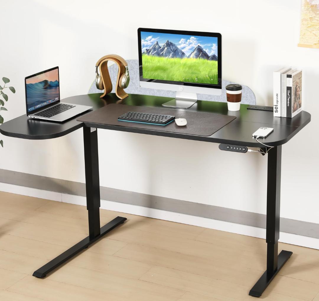電動 昇降デスク スタンディング デスク パソコン ゲーミング L字 ブラック