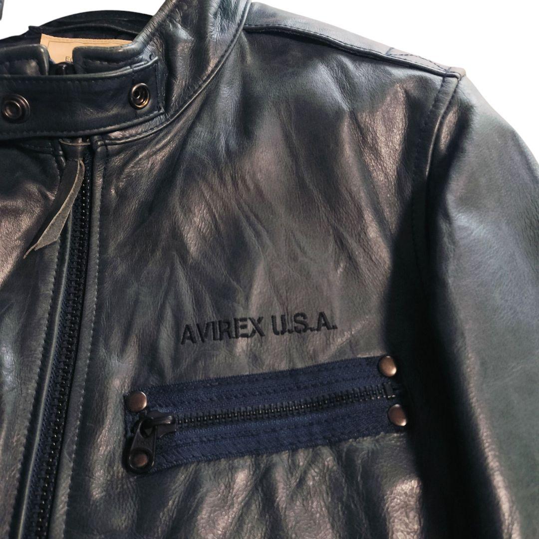 【希少カラー✨】AVIREX アヴィレックス レザージャケット グリーン牛革
