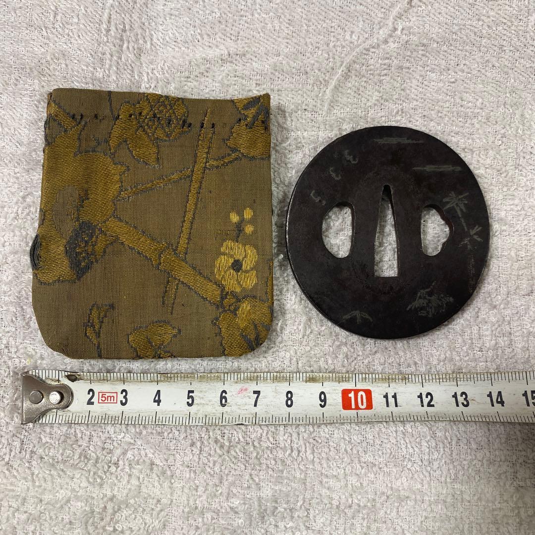 B-36 鍔　銀象嵌　武具　刀装具　装飾品　刀　アンティーク　美術品　工芸品