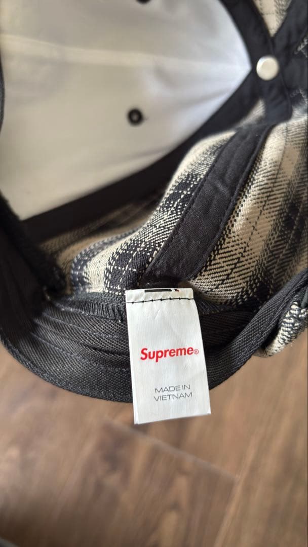 帽子 Supreme Script Logo 6-Panel Black Plaid