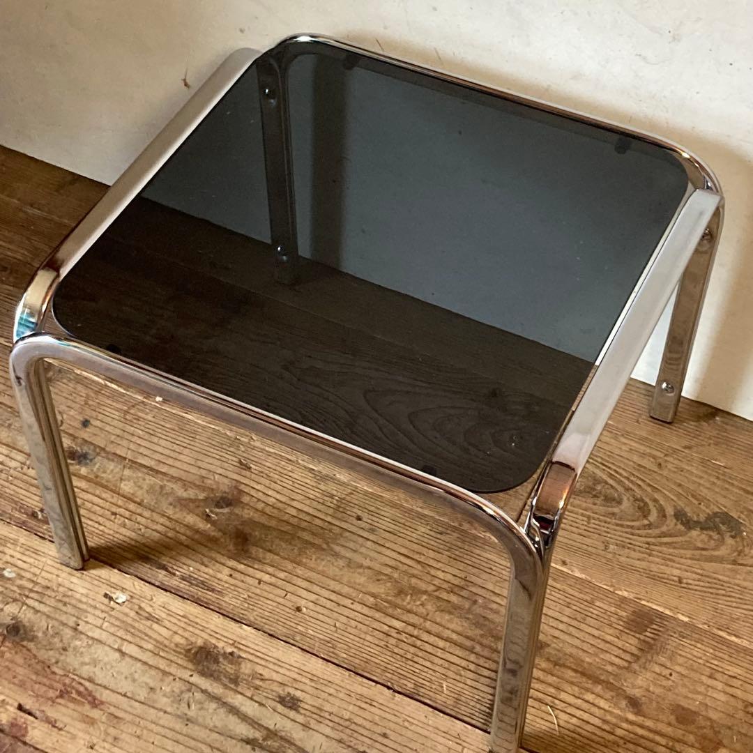ヴィンテージ クロム スモーク ガラス サイドテーブル スペースエイジ
