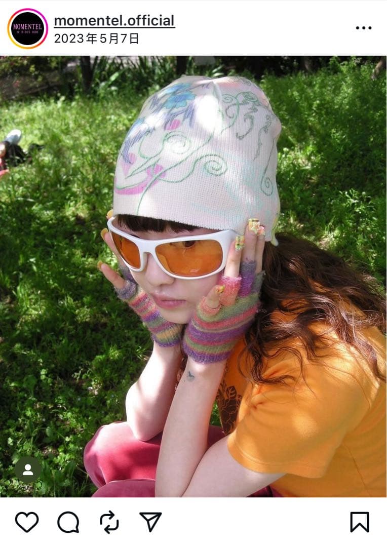 momentel 花柄デザイン ニットビーニー