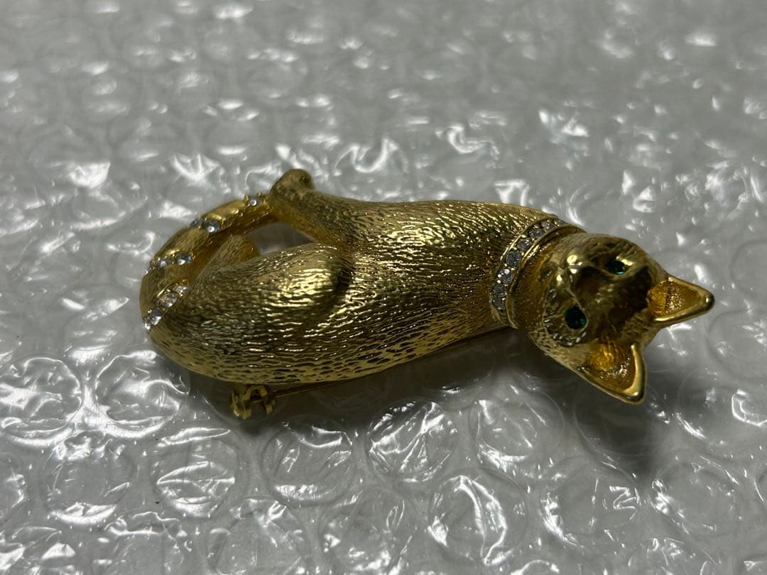 サインなしクリスタルラインストーン 子猫 ブローチピン