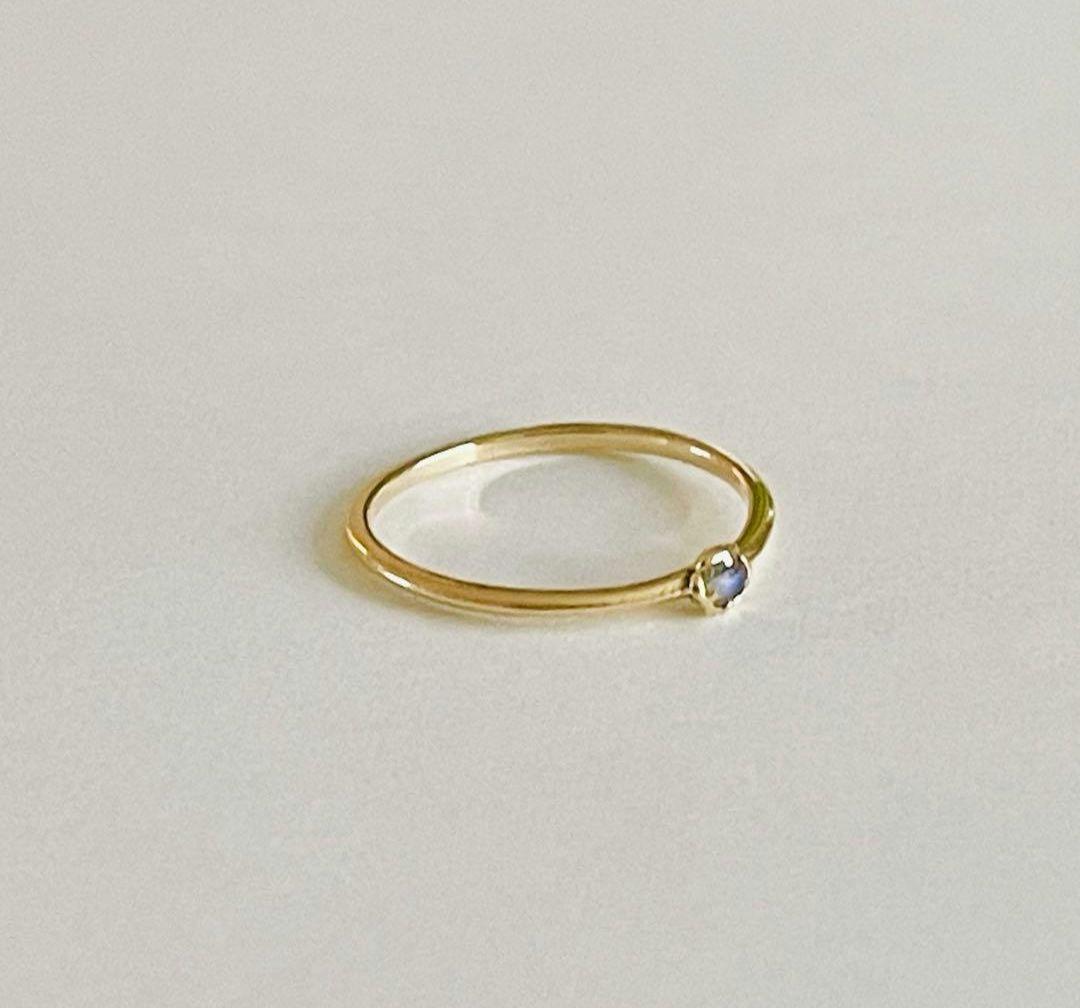 とん★ブルームーンストーン★k10 ピンキーリング★5号