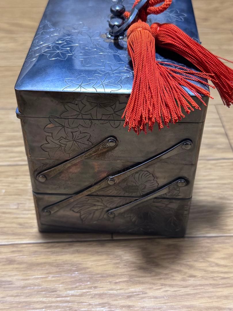 【骨董品】純銀製 宝石箱 大阪-尚美堂造（共箱）