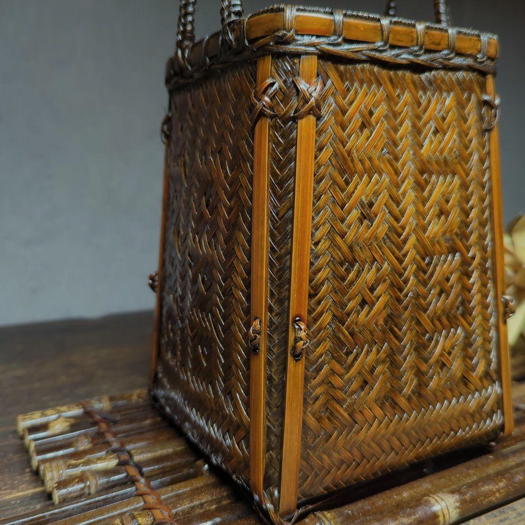 茶道具　華道具　竹細工　網代　竹籠　花籠　花器　花生け（竹製花台竹筏・おとし付）