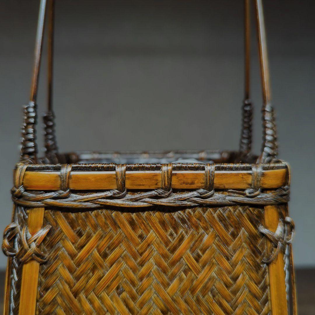 茶道具　華道具　竹細工　網代　竹籠　花籠　花器　花生け（竹製花台竹筏・おとし付）