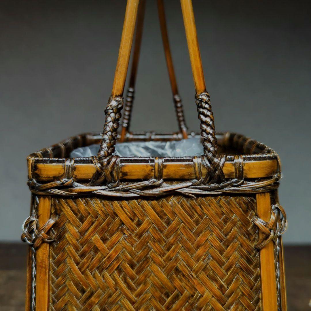 茶道具　華道具　竹細工　網代　竹籠　花籠　花器　花生け（竹製花台竹筏・おとし付）