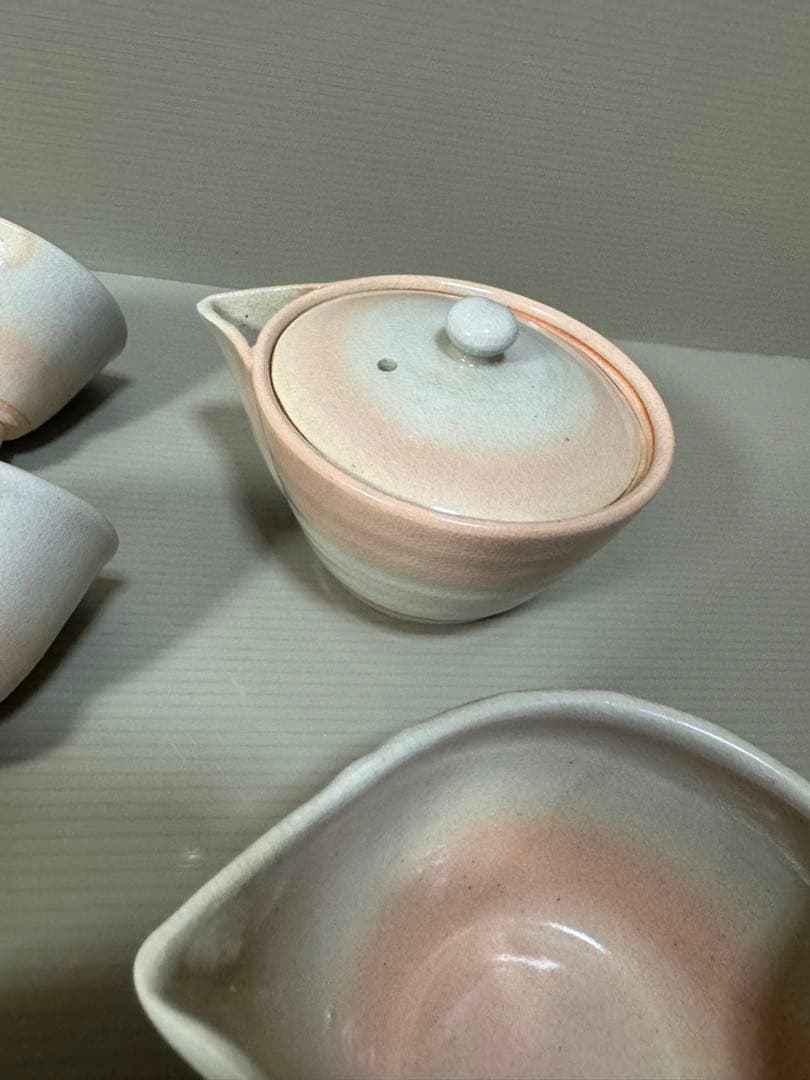 2239 萩焼　茶器セット　宝瓶1客　湯冷し1客　湯呑6客　未使用