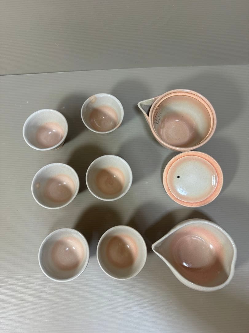 2239 萩焼　茶器セット　宝瓶1客　湯冷し1客　湯呑6客　未使用