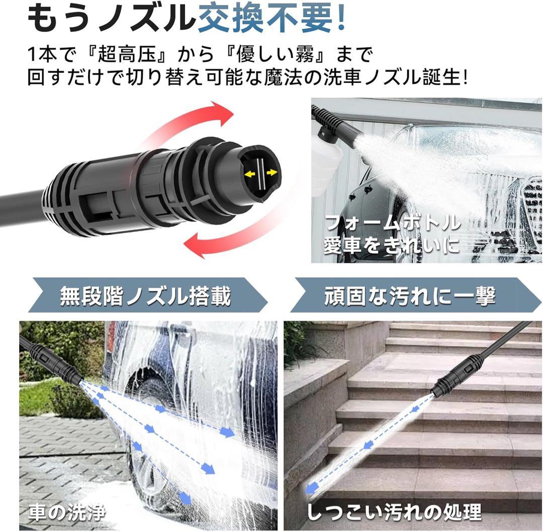 ⭐️高圧洗浄機 超軽量 12MPa 小型 低騒音 IPX5防水 水道直結＆自吸両用