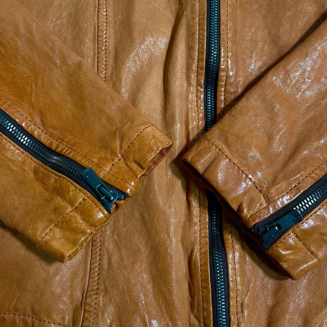 キャシージェーン ラムレザージャケット ウォッシュド加工