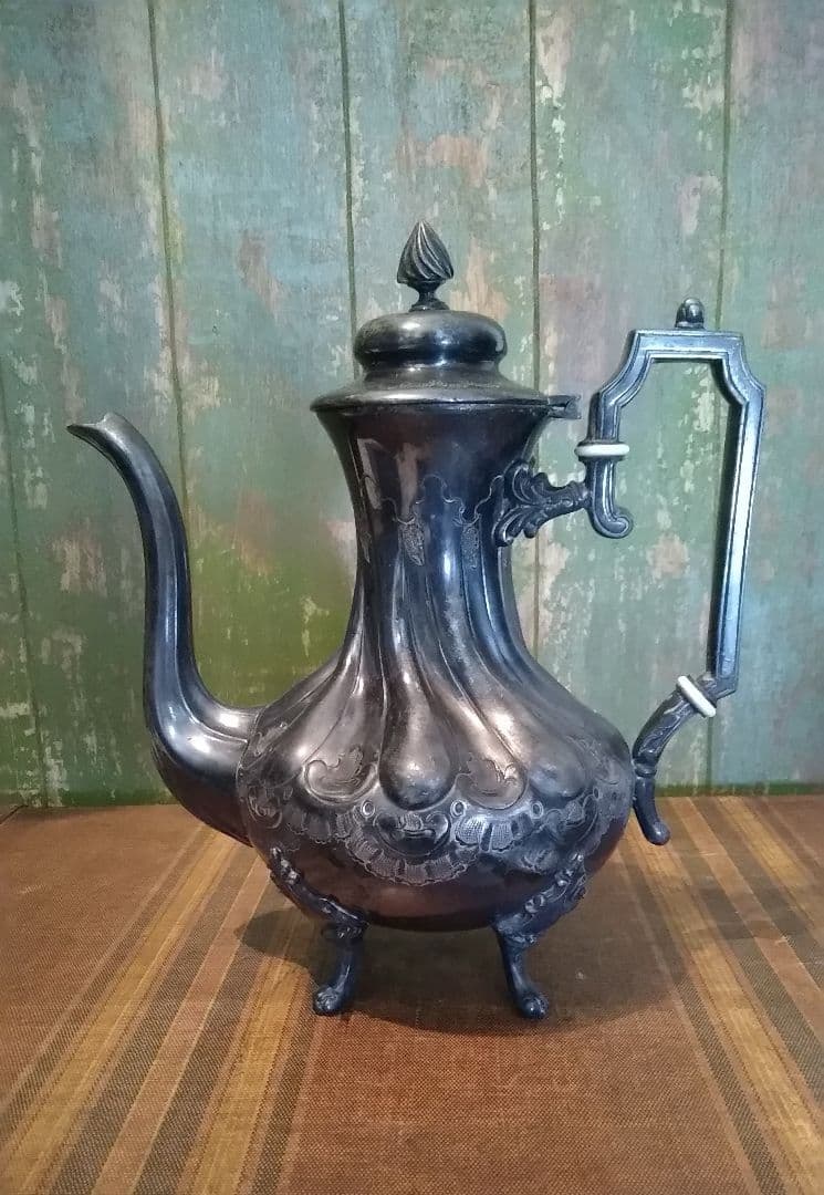 フランスアンティークシルバーコーヒーポットティーポットアール・ヌーヴォーロココ