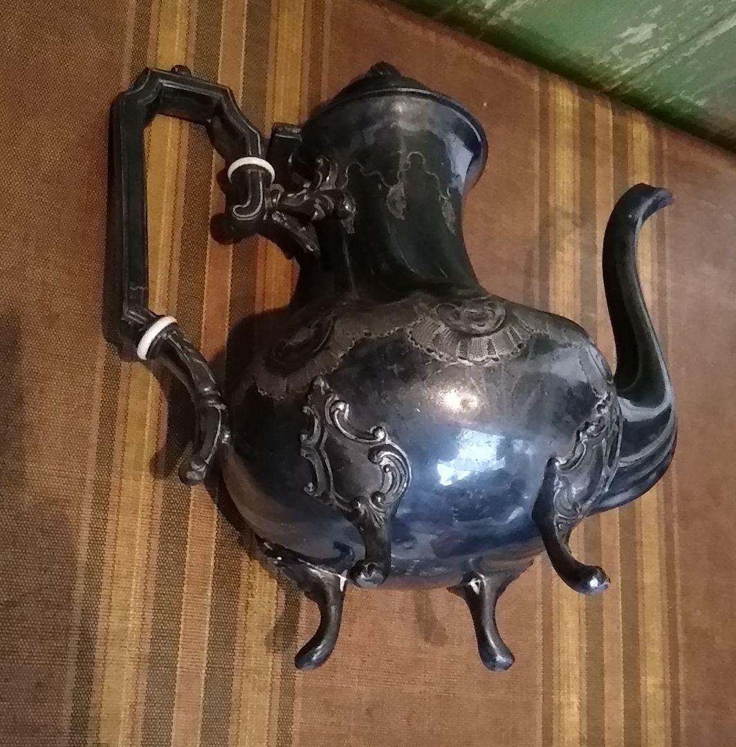 フランスアンティークシルバーコーヒーポットティーポットアール・ヌーヴォーロココ