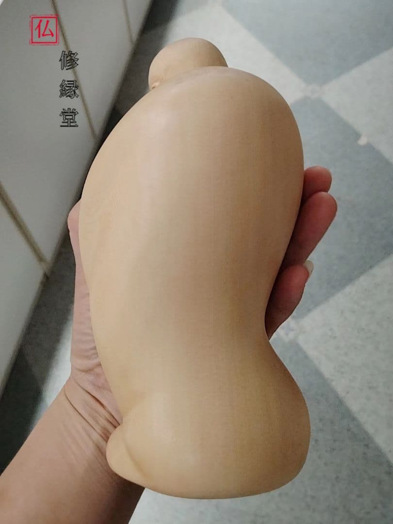 【修縁堂】極上彫 木彫仏像 七福神 布袋様 彫刻 一刀彫 天然木檜材 財運