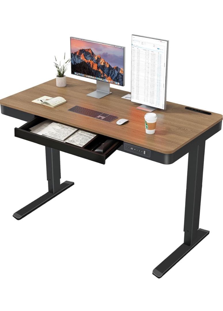 LSTLIFT 昇降式デスク 120cm 引き出し付き USB-C ブラック