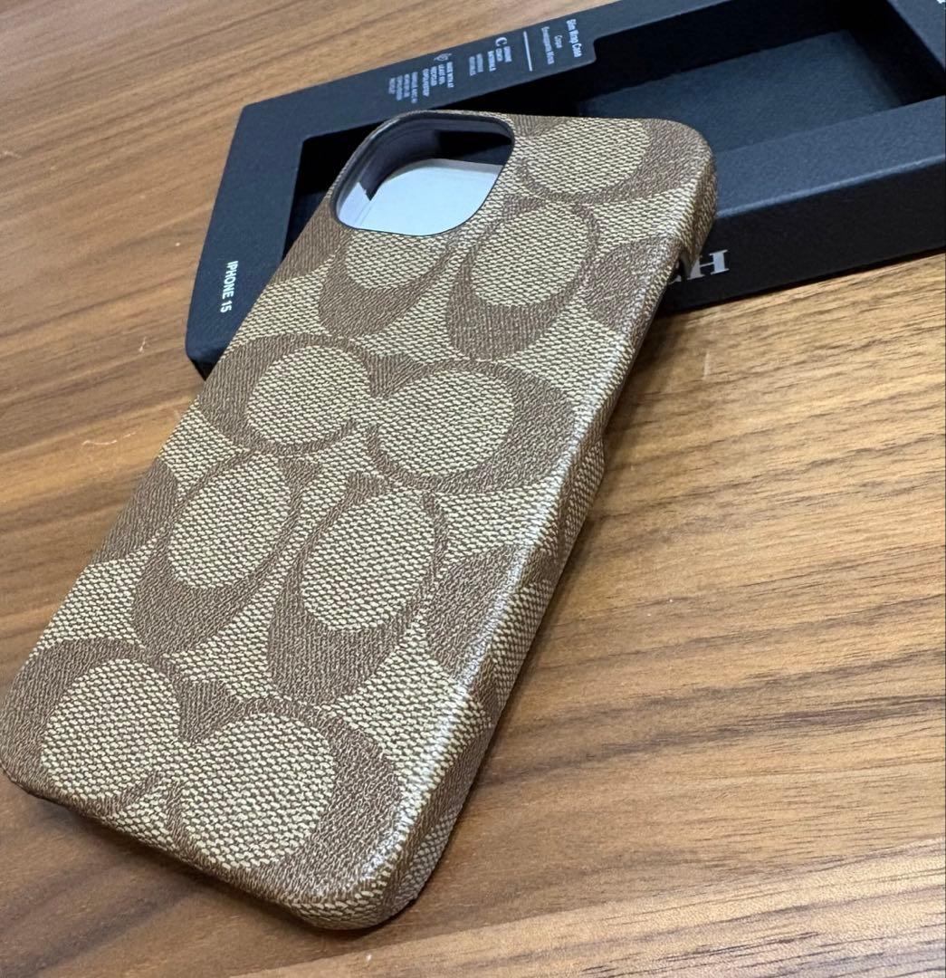 新品 COACH コーチ iPhone15Proケース ハードケース キャンバス