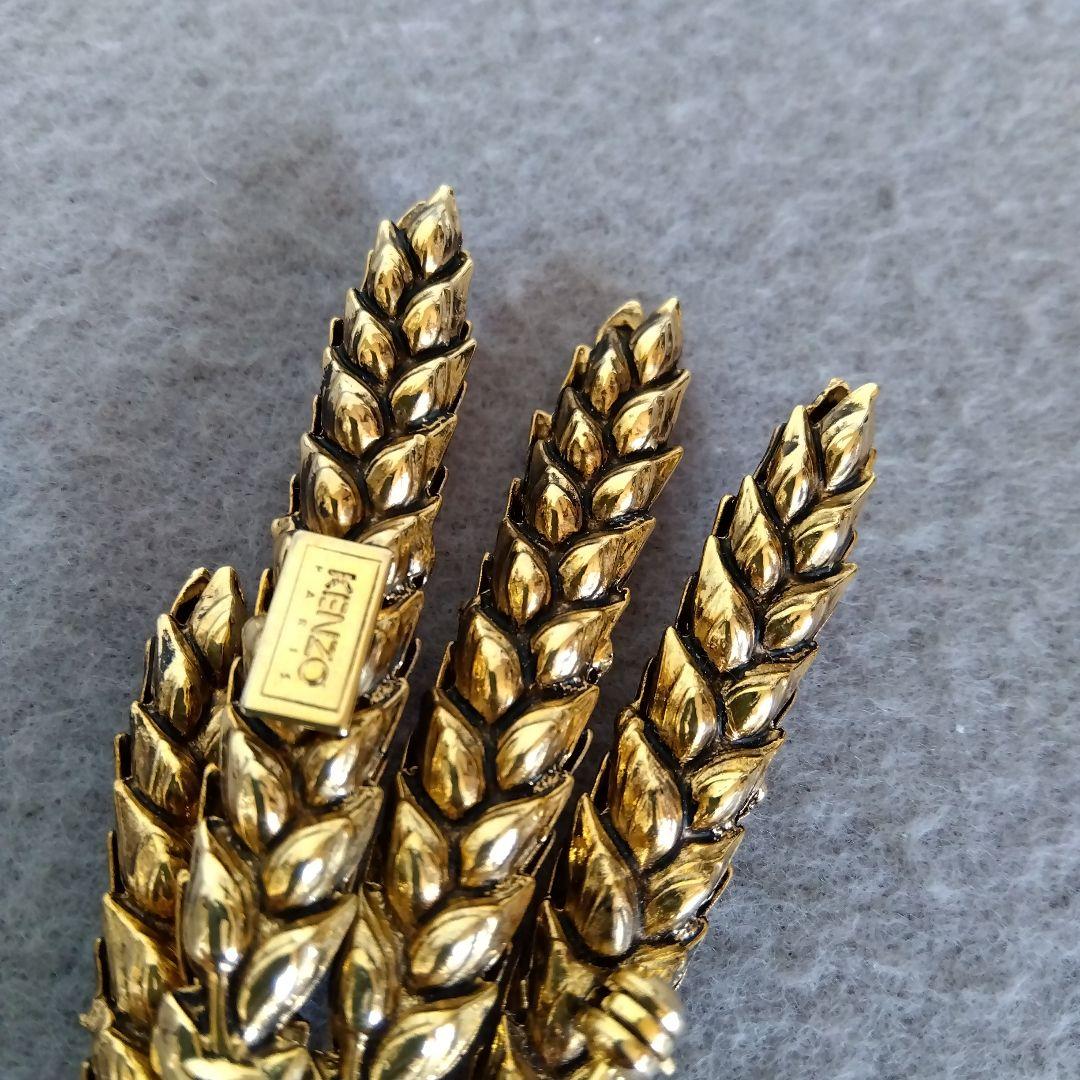 【未使用】KENZO　小麦の穂 ４本のブローチ ゴールド
