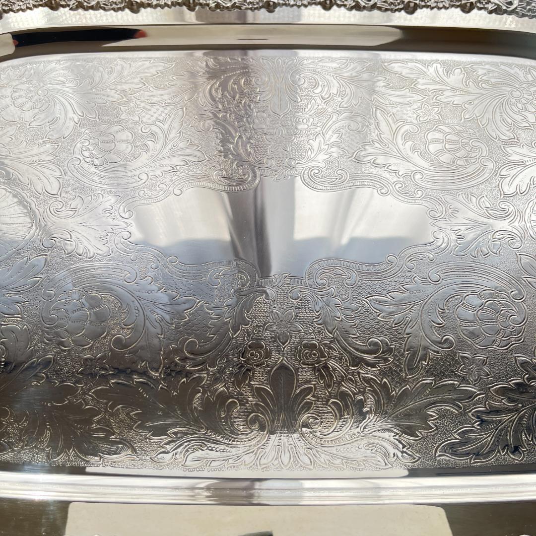 【ONEIDA】ギャラリートレー【シルバープレート】61cm ハンドル 大型