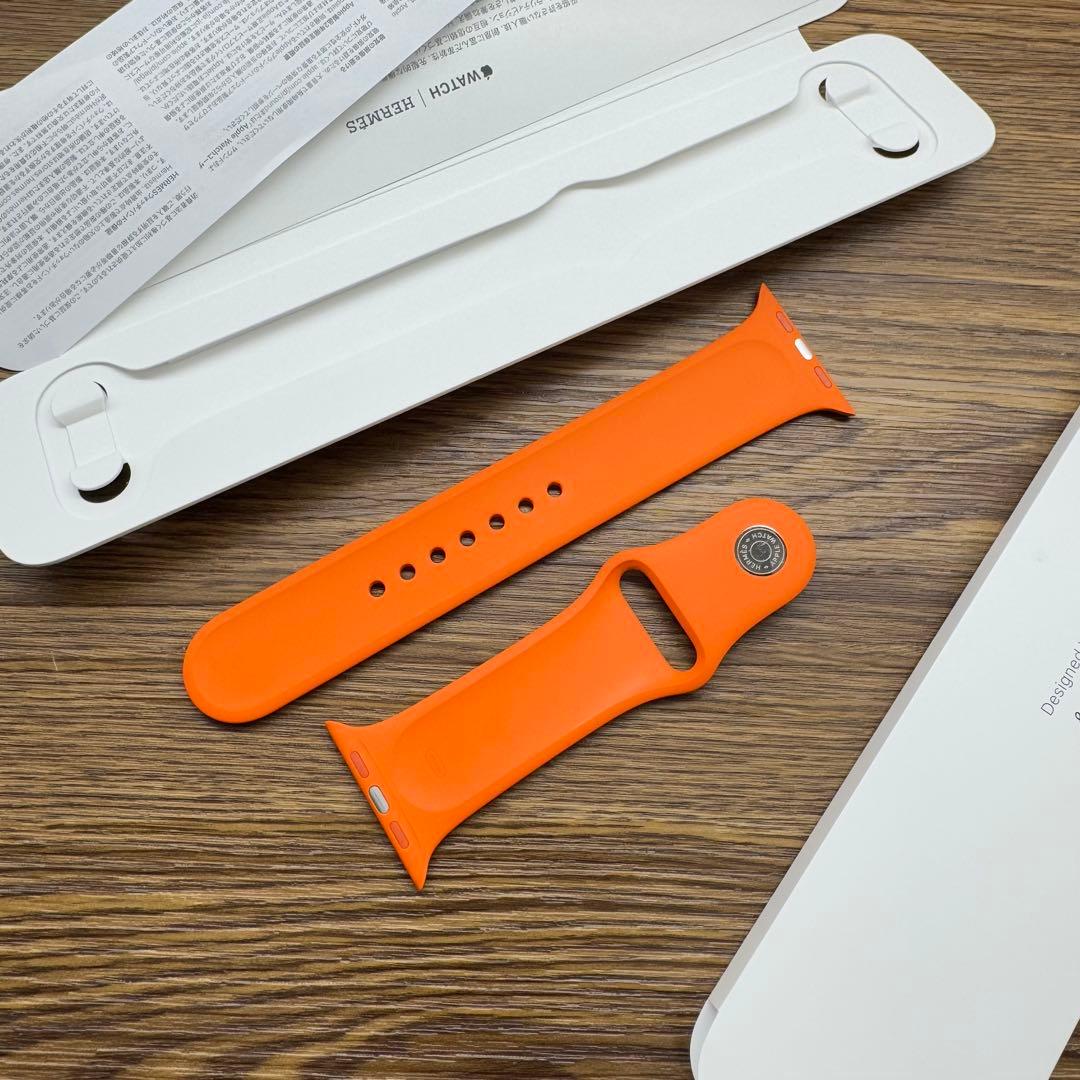 2247 Apple Watch エルメス　オレンジ　ラバー　スポーツ　シリコン