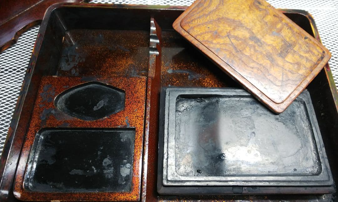 【紫檀】赤間関住 盛信作の硯　硯箱