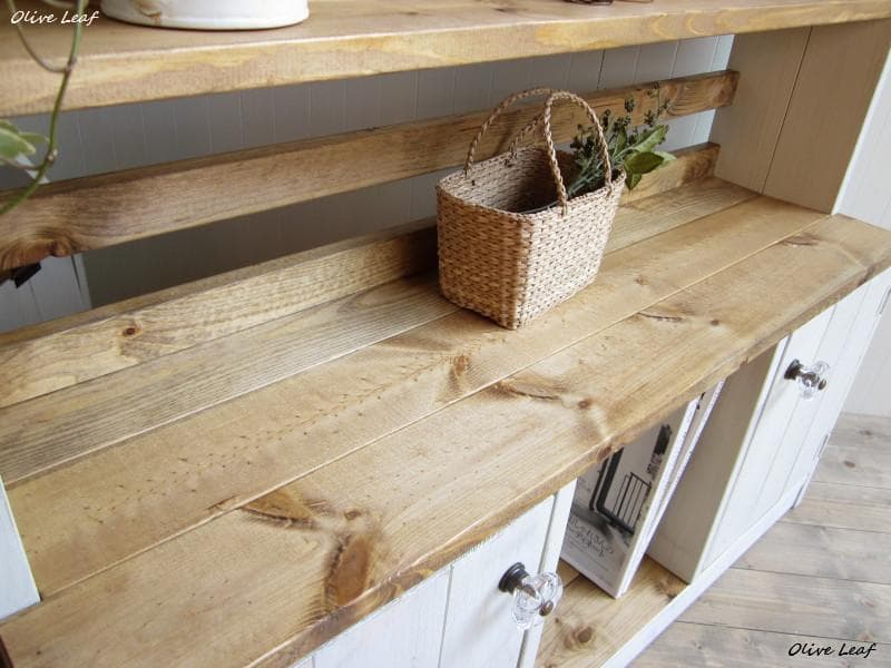 サイズ、デザインオーダー可！●２扉ローキャビネット●シャビーホワイト●受注製作